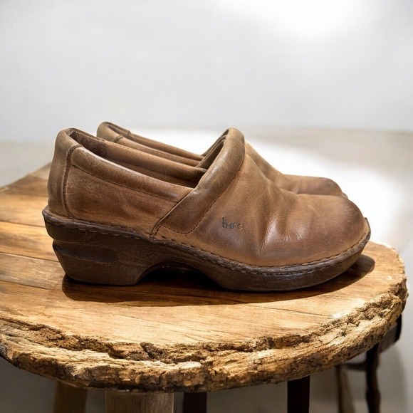 B.O.C 🔥Born 🤎Leather Clog Mule Slip On Wood Look Brown Comfort  Shoe  8.5 - Picture 6 of 6